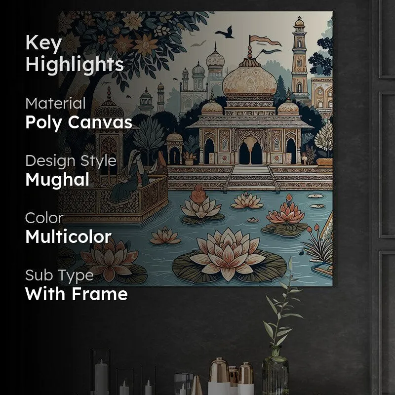 Indian Palace with Lotus Bloom Wall Painting media 2