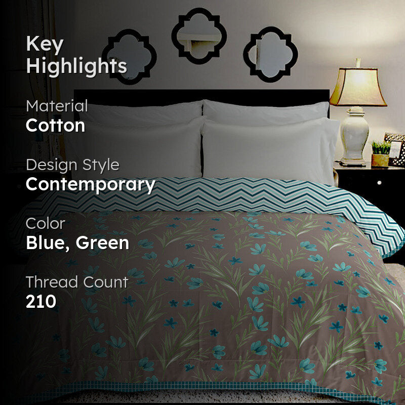 Bansuri Bliss Floral Cotton Dohar (Blue) - 210 TC media 2