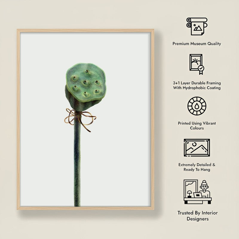 Lotus Pad Archival Paper Wall Art  - Natural Brown Frame media 9