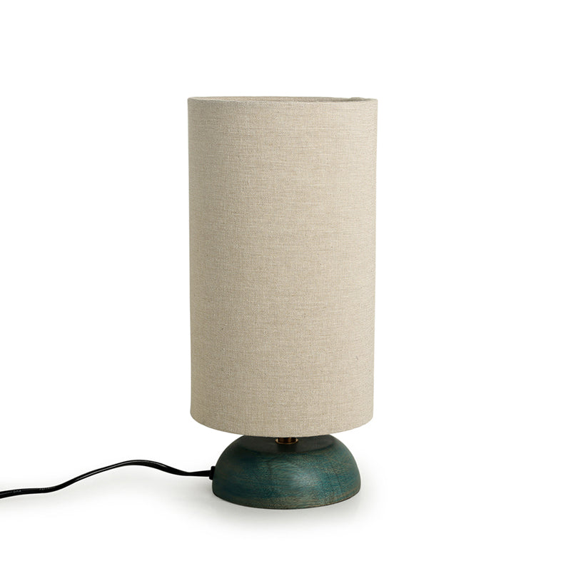 Shubhro Handcrafted Mango Wood Table Lamp - Brown,Green media 4