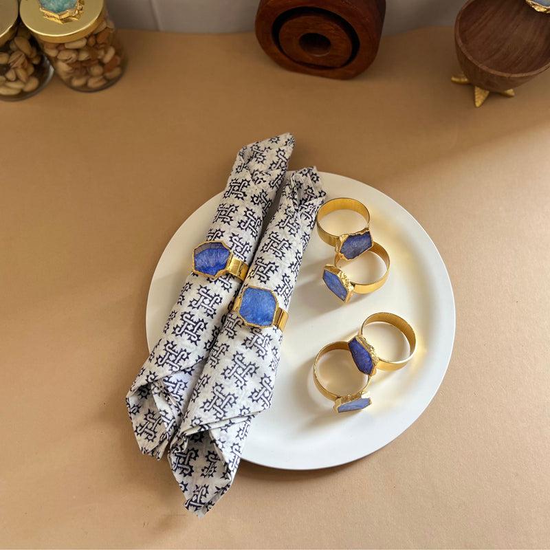 Suzzaine Handcrafted Agate Napkin Rings (Blue) - Set Of Six media 4