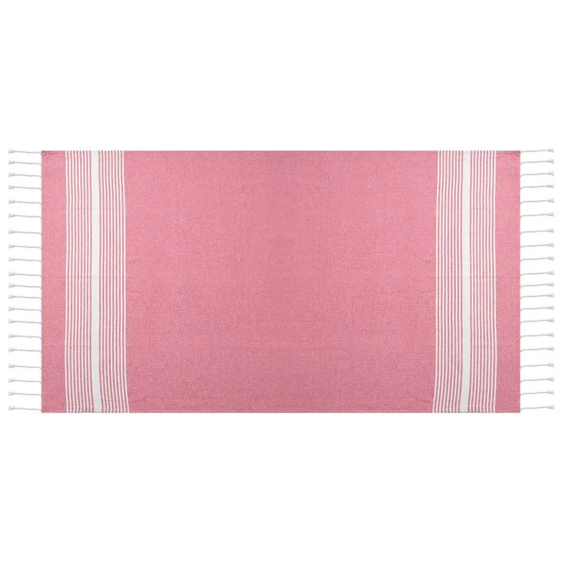 Loomera Striped Cotton Bath Towels (Pink & Beige) - Set Of Two media 5
