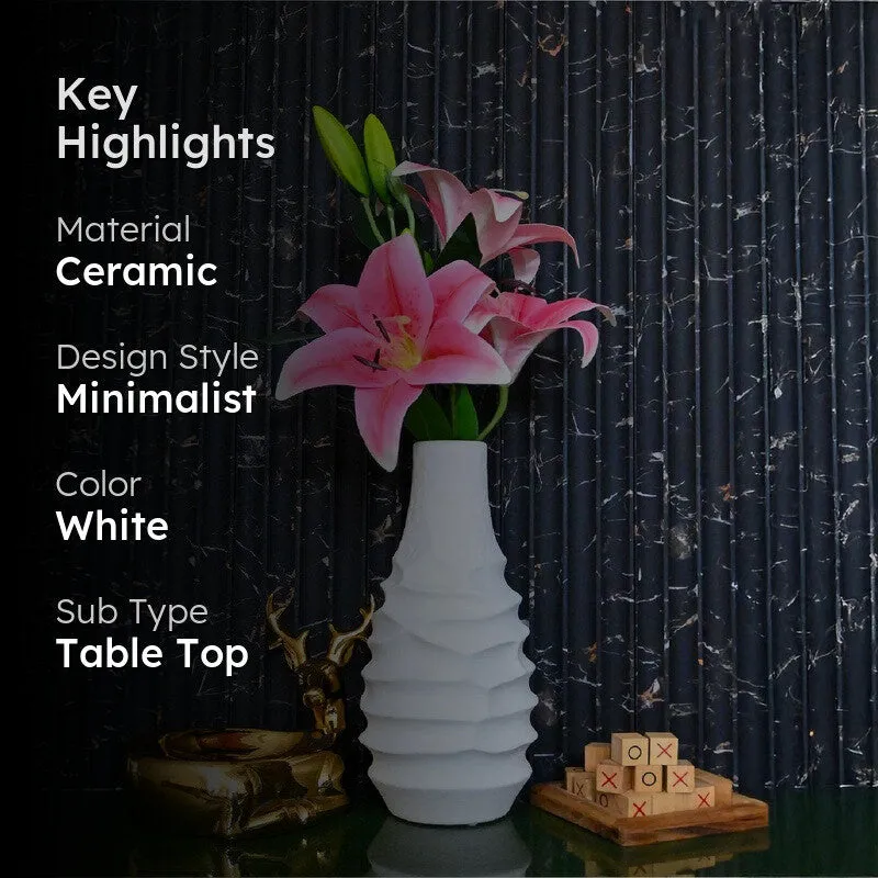 Ivoria Sculpted Ceramic Vase - White media 2