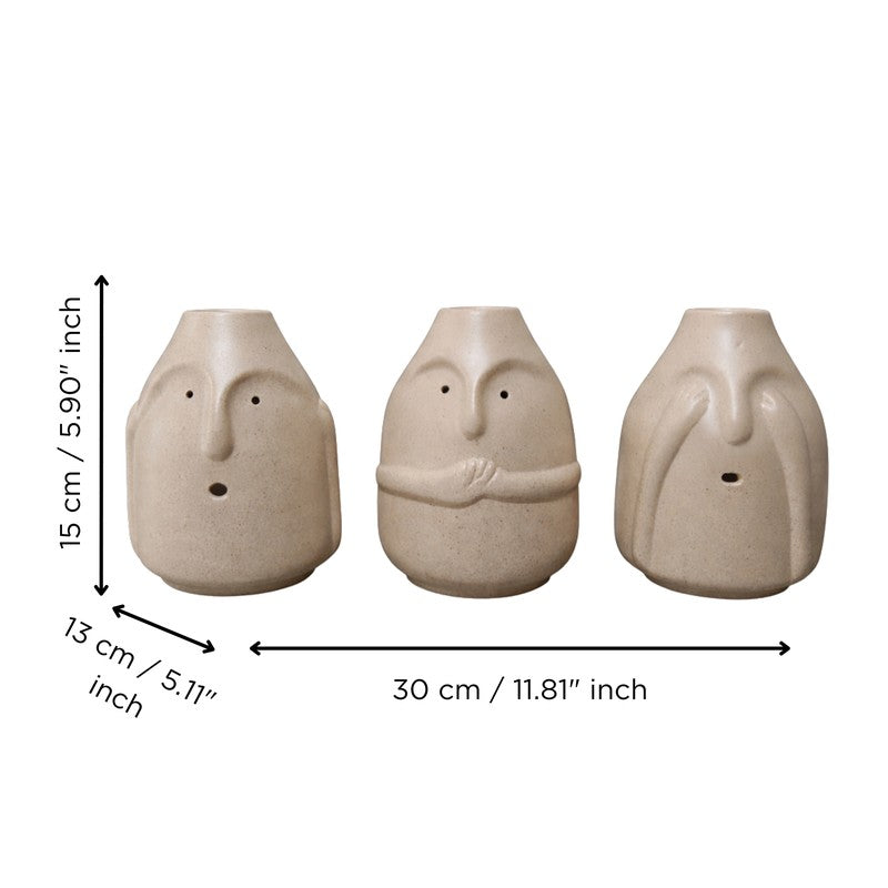 Whimsy Face Ceramic Vase - Set of Three media 7