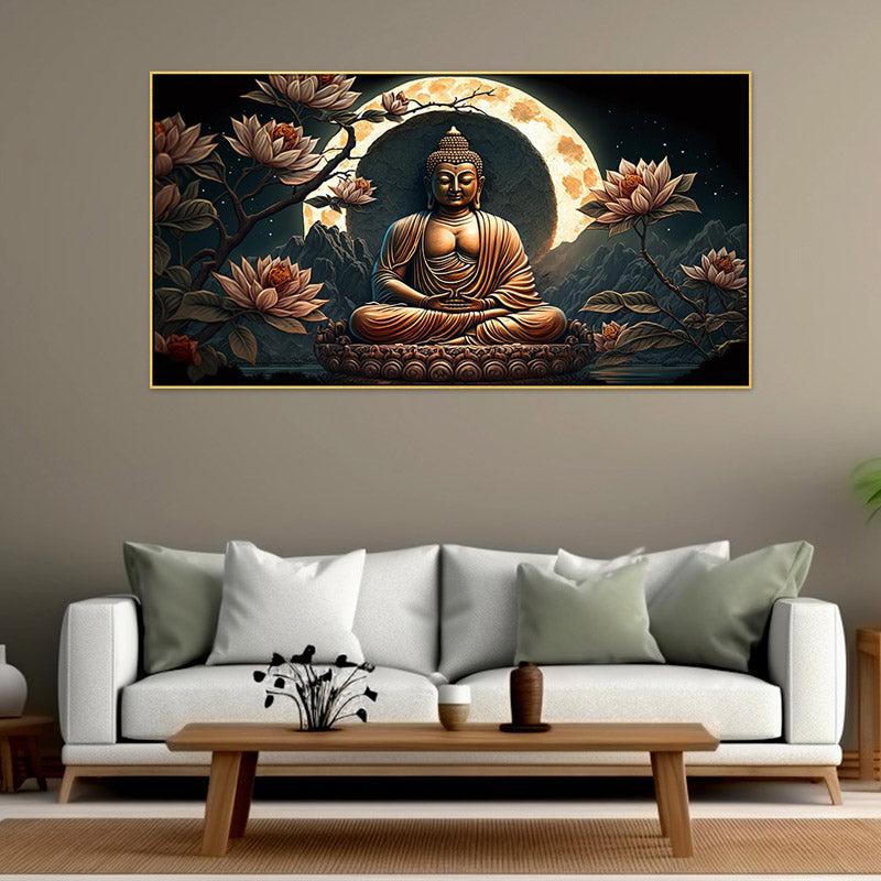 Meditative Buddha Canvas Wall Painting- With Frame