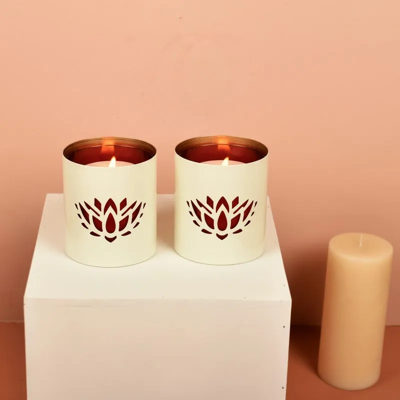Lotusia Metal & Glass Tealight Candle Holder - Set Of Two media 4