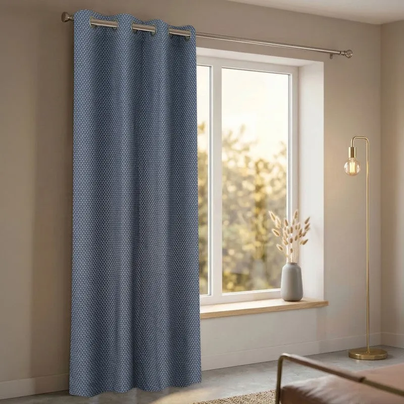 Form Ease Cotton Room Darkening Curtains - Navy Blue media 4