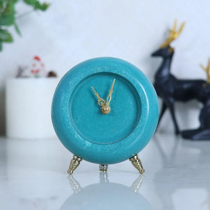 Tisora Hand Crafted Marble Table Clock - Turquoise media 1