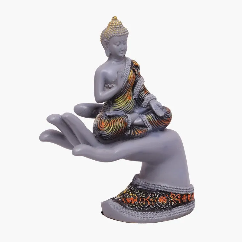 Meditating Buddha Polyresin Idol (Grey) - Set Of Three media 6