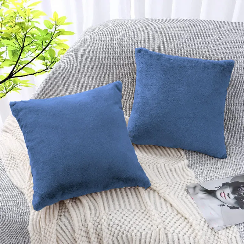 Fur Dual Cushion Cover Set (Blue) - Set Of Two media 3