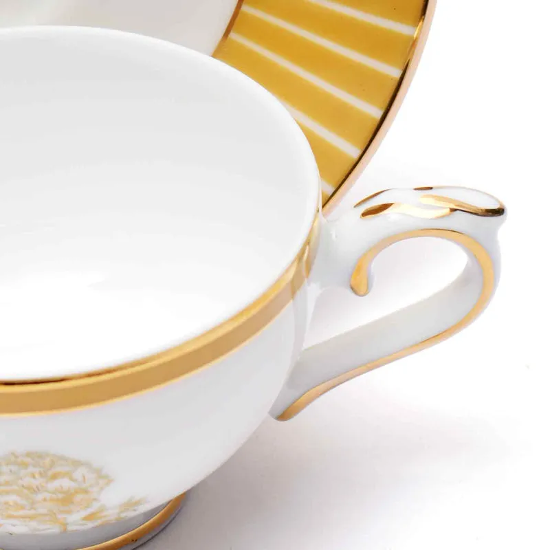 Gilded Iris 24k Gold Brushed Porcelain Tea Cup & Saucer (280 mL) - Set of Six media 5