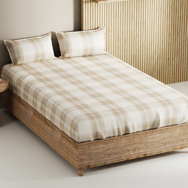 Elyric Cotton Bedsheet - Brown - King