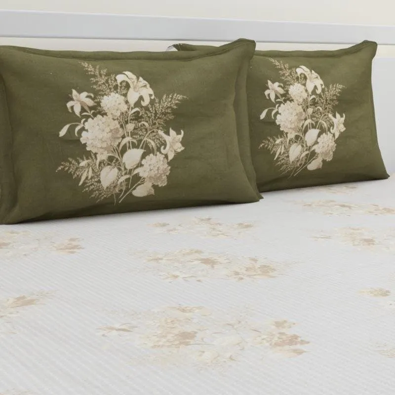 Paridhi Printed Cotton Bedsheet (Olive) - 180 TC media 4