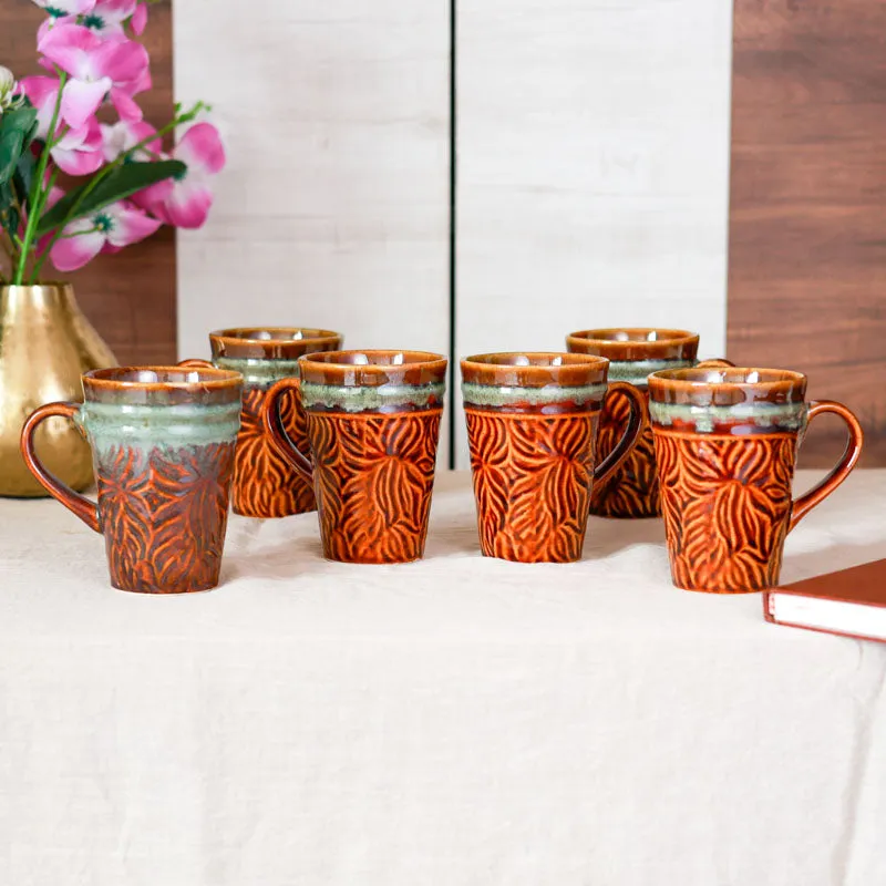 Ceramuse Ceramic Coffee Mug (300 mL Each/Brown) - Set of Six media 3