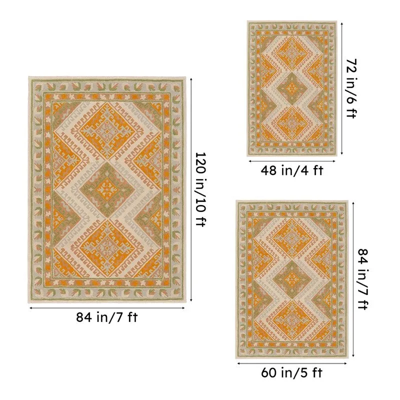 Loreth Hand Tufted Ethnic Wool & Nylon Carpet - Orange media 15