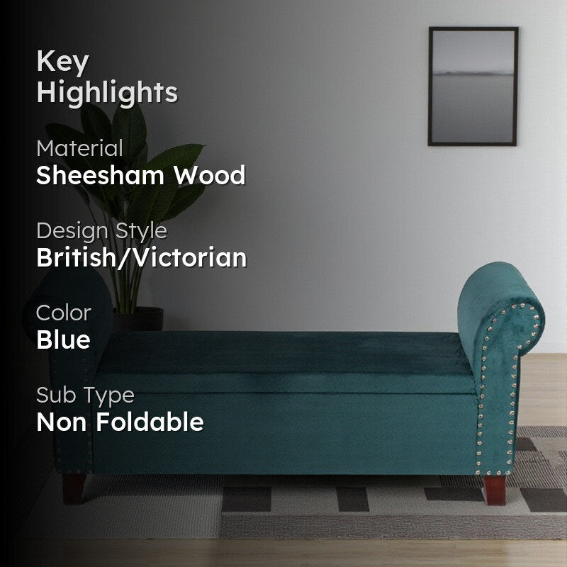 Vavro Sheesham Wooden Bench - Blue media 2