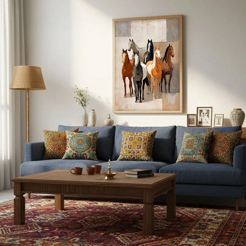 Modern Rustic Horse Wall Painting With Brown Frame media 3