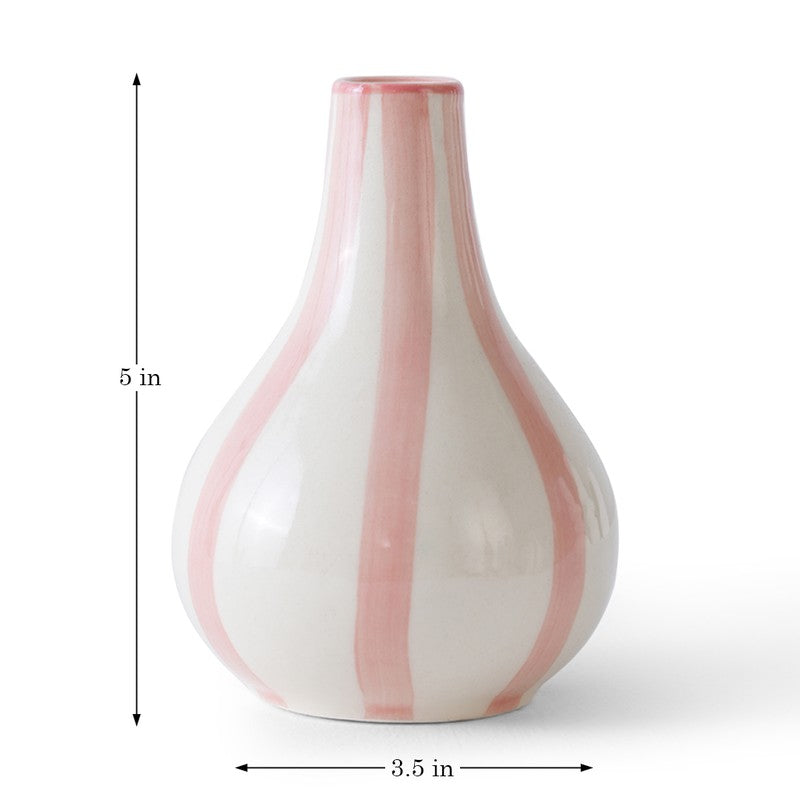 Waveon Ceramic Flower Vase - White,Pink media 11
