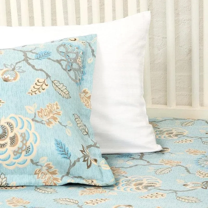Swayam Light Blue Floral Cotton Bedsheet - 180 TC || Super Soft media 3