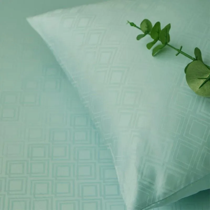 Helix Loop Geometric Cotton Bedsheet (Mint) - 300 TC media 1