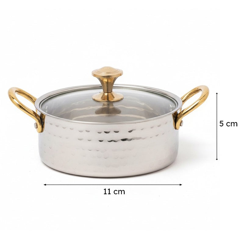 Vintage Charm Hammered Round Serving Pot With Lid - 350 ML media 7