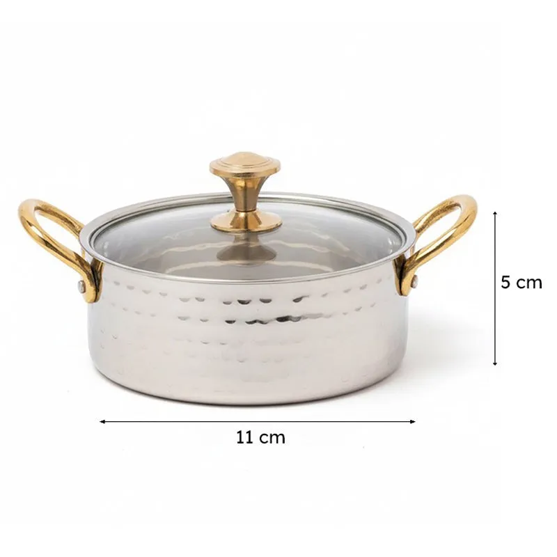 Vintage Charm Hammered Round Serving Pot With Lid - 350 ML media 7