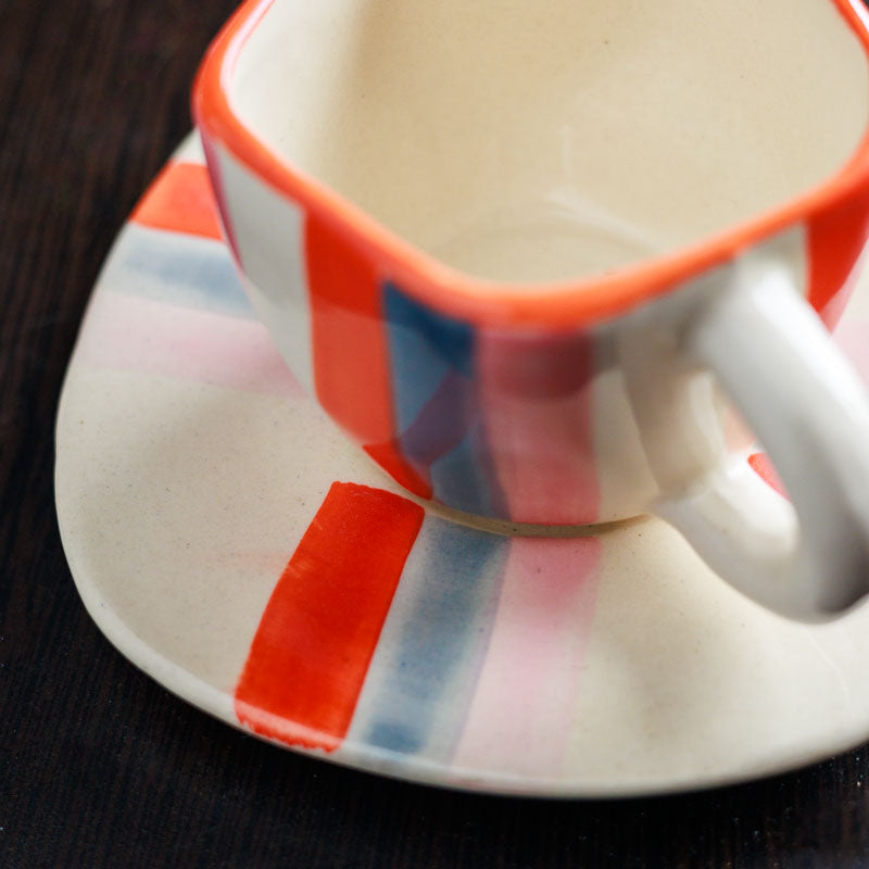 Spring Stripe Cup & Saucer (200 mL Each) - Set of Two media 4