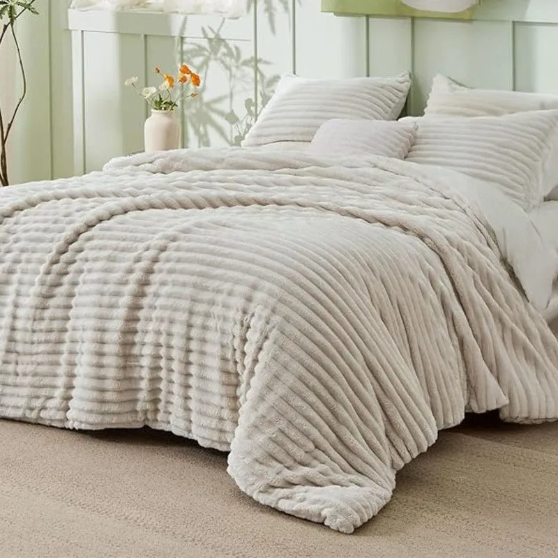SleepScape Faux Fabric Blanket (Beige)- 300 GSM media 4