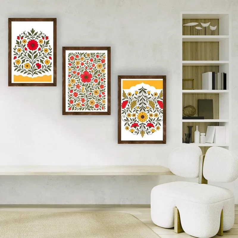 Indigo Garden Paper Wall Painting With Frame - Brown media 4