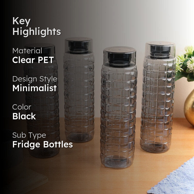 AquaGrid Black Clear PET Bottle (1000 mL Each) - Set Of Four media 2