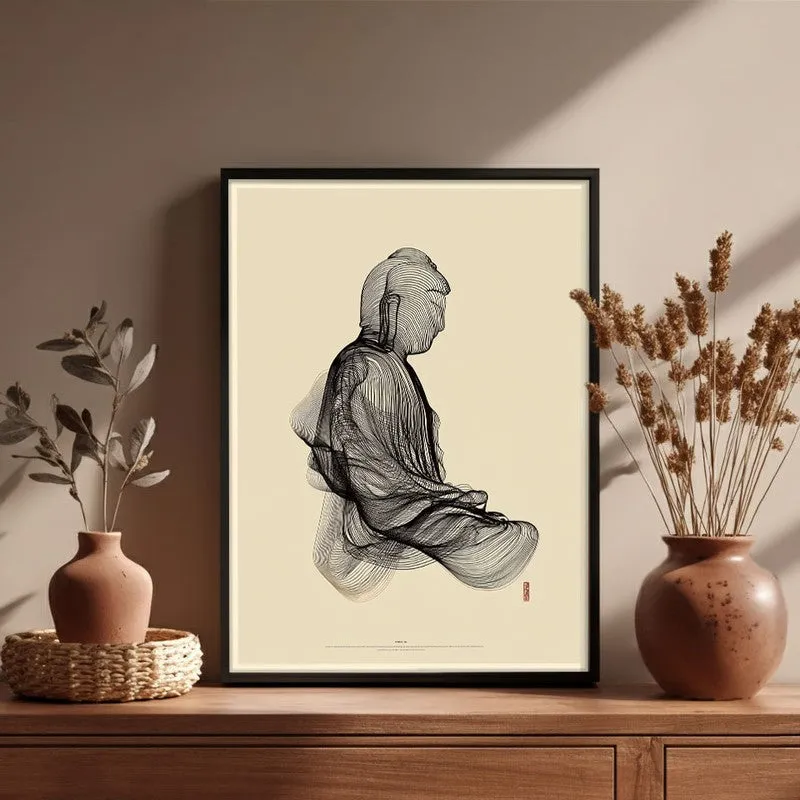 Resting Thought Buddha Archival Paper Wall Painting With Black Frame media 6