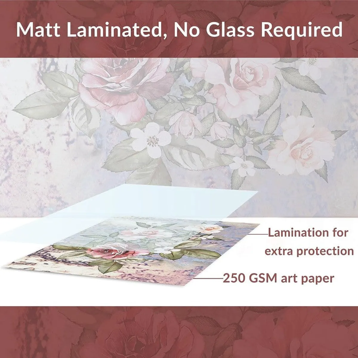 Illustration showing laminated art paper with floral sample graphic