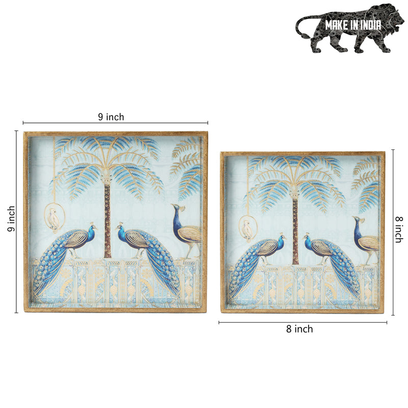 Mayura Neela Square Serving Tray - Set Of Two media 9