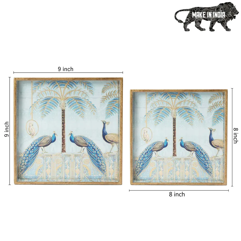 Mayura Neela Square Serving Tray - Set Of Two media 9