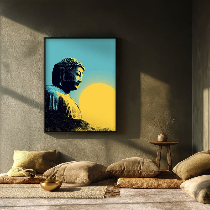 Buddha In Golden Aura IV Archival Paper Wall Painting With Black Frame media 3