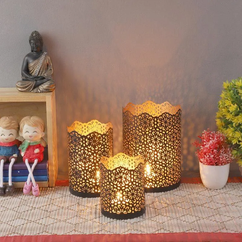 Crova Jaali Tealight Candle Holder- Set Of Three media 1