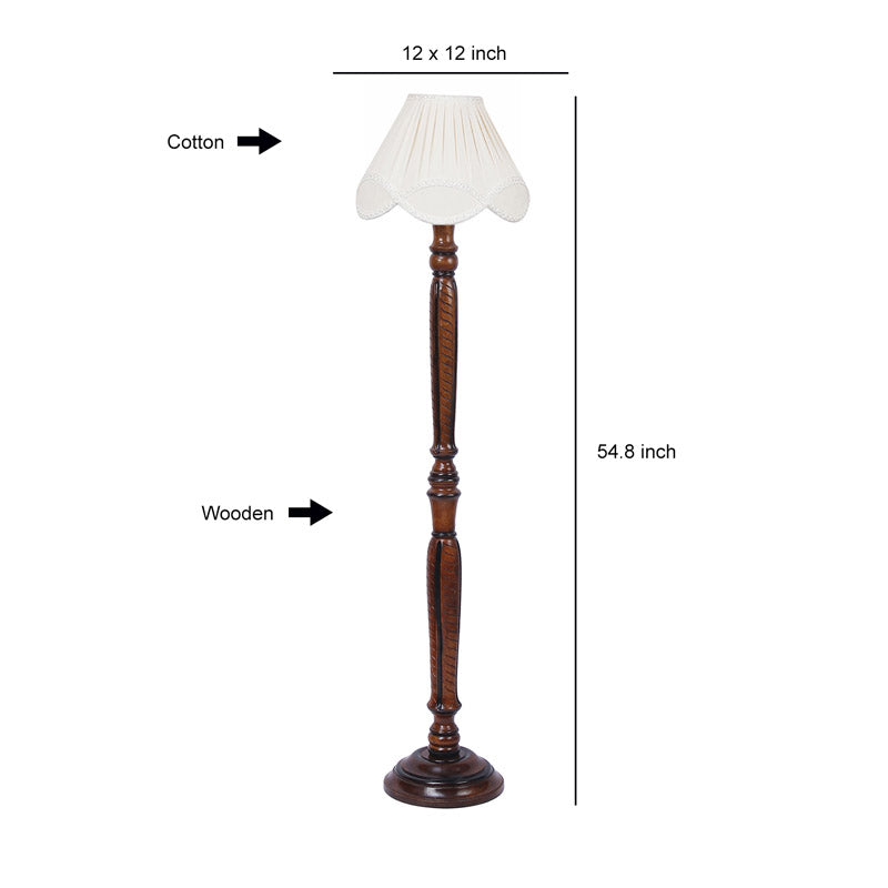 Hima Vintage Wave Wooden Floor Lamp - White media 6
