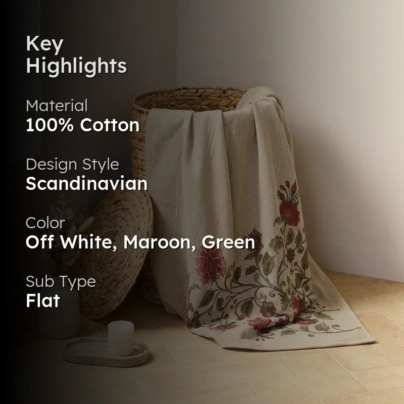 Gulnaar Cotton Bath Towels - Off White & Green media 2