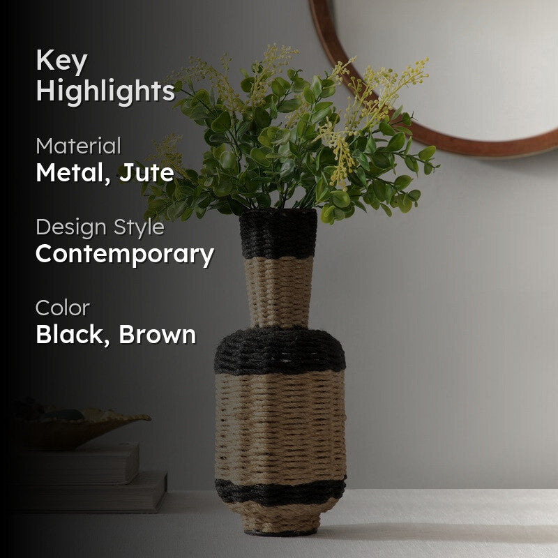 Saharix Jute Vase - Black,Brown media 2