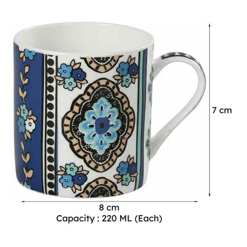 India Circus Sketch Pattern Tea Cups (220 mL Each) - Set Of Six media 10