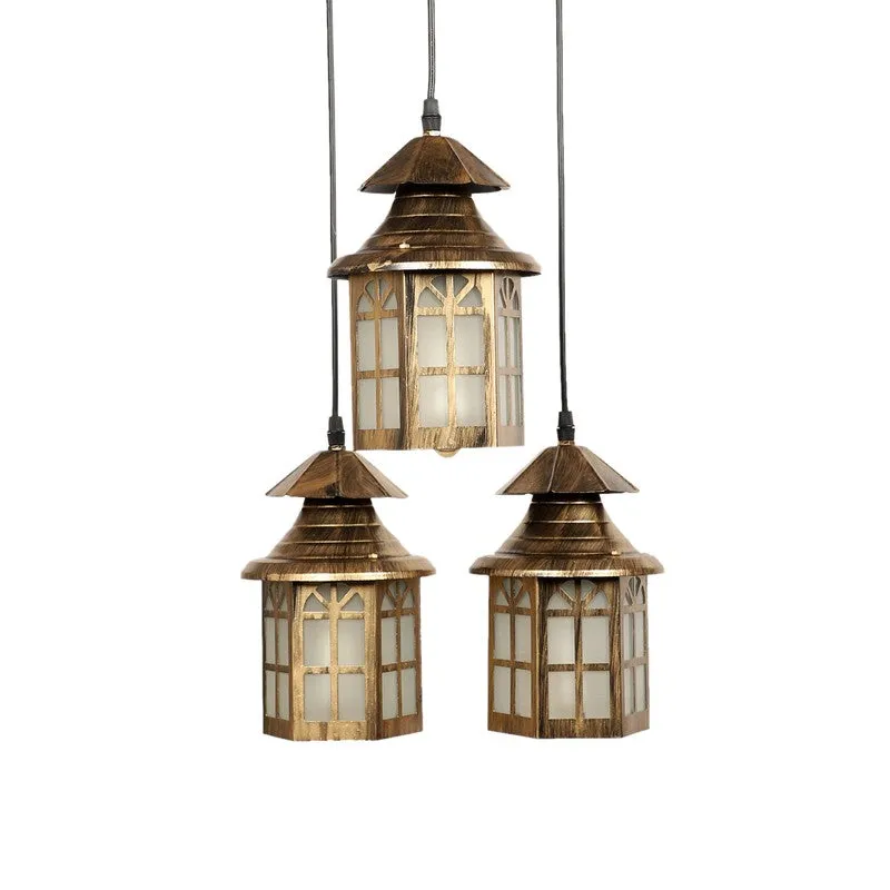 Vintage Iron & Glass Ceiling Lamp media 3