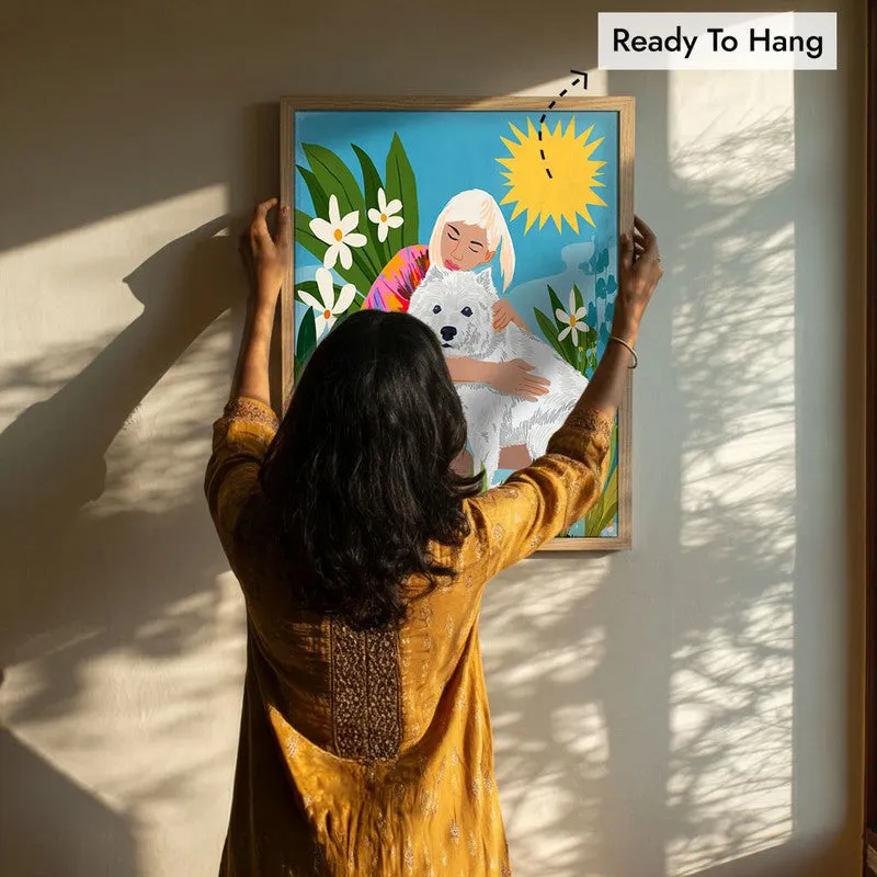 Sunlit Embrace Canvas Wall Painting - Brown Frame media 8