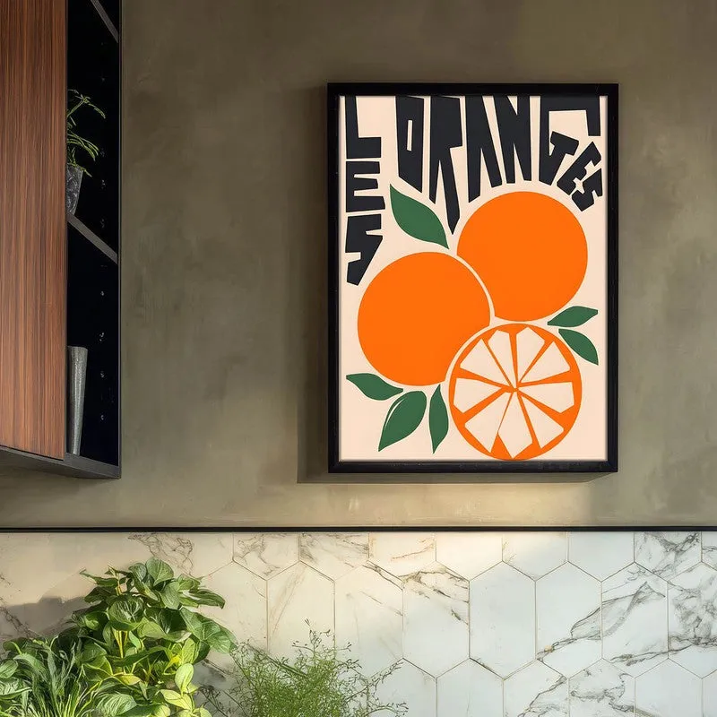 Orange Citrus Archival Canvas Wall Art - Black media 3