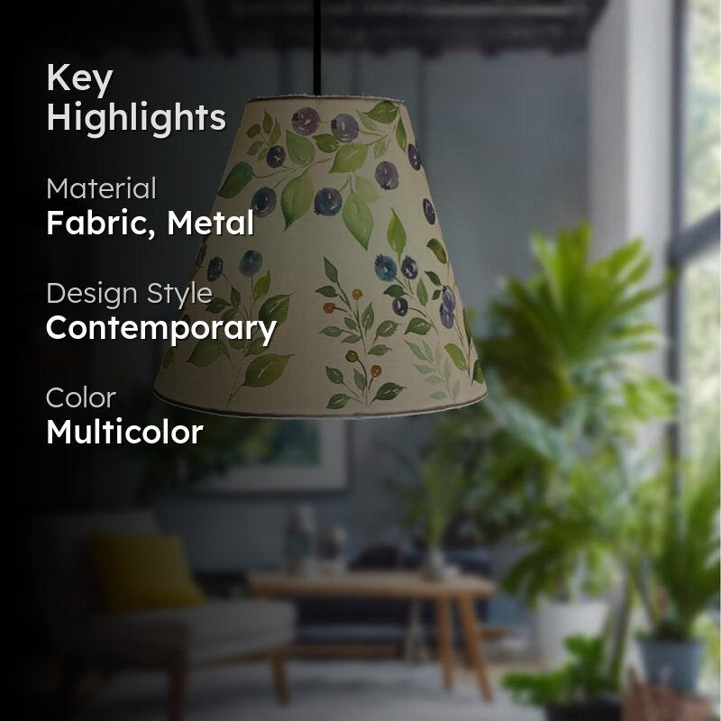 Blue Berry Blace Handpainted Fabric Ceiling Lamp media 2