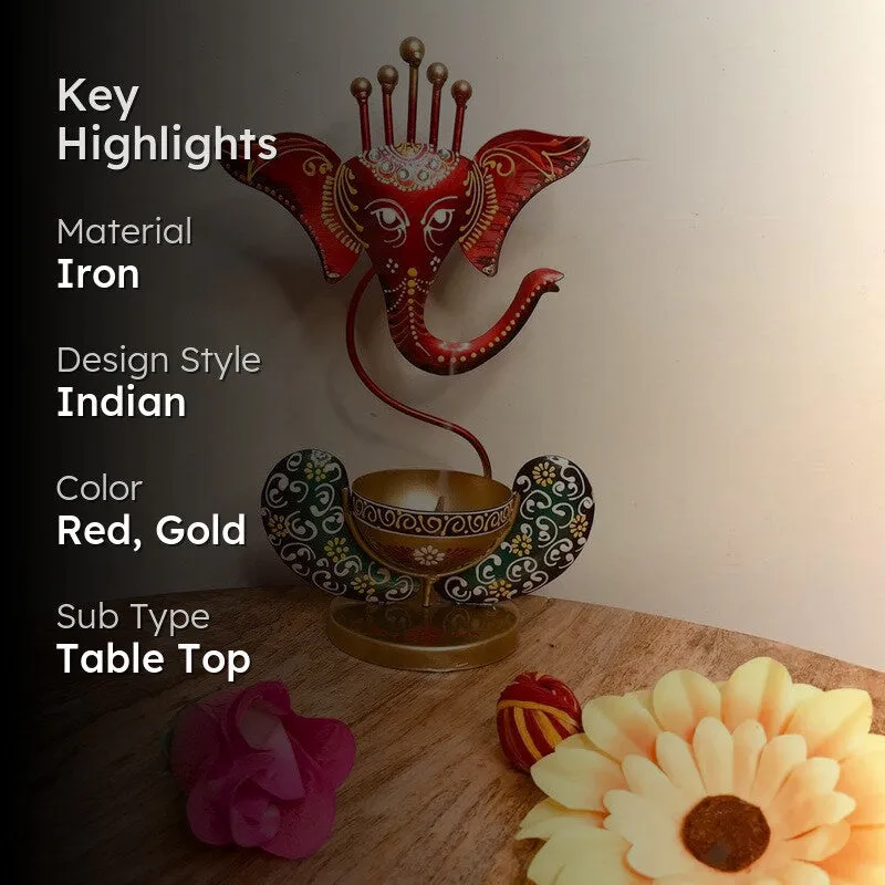 Aureum Glow Premium Candle Holder - Red,Gold media 2