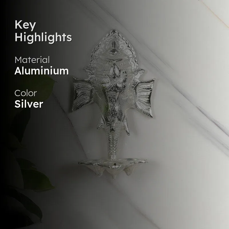 Ganesh Wall Hanging Diya - Silver media 2