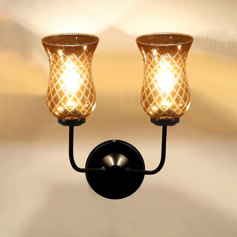 Honey Glow Dual Base Glass Wall Lamp media 7
