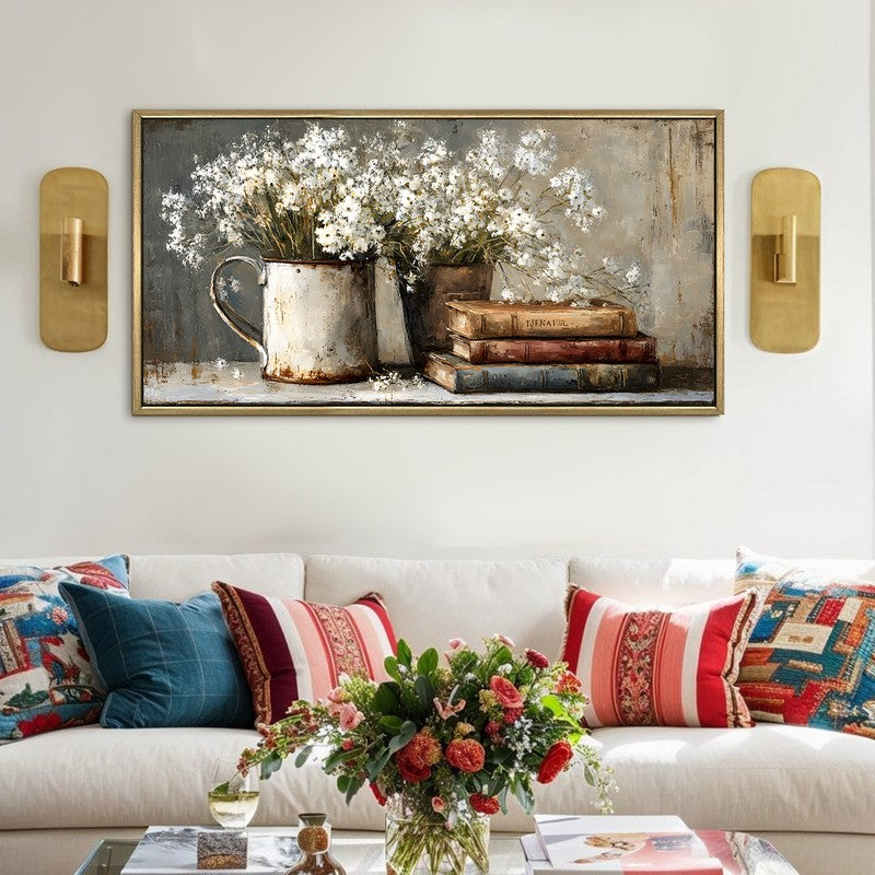 Porcelain Petals Canvas Wall Painting With Frame