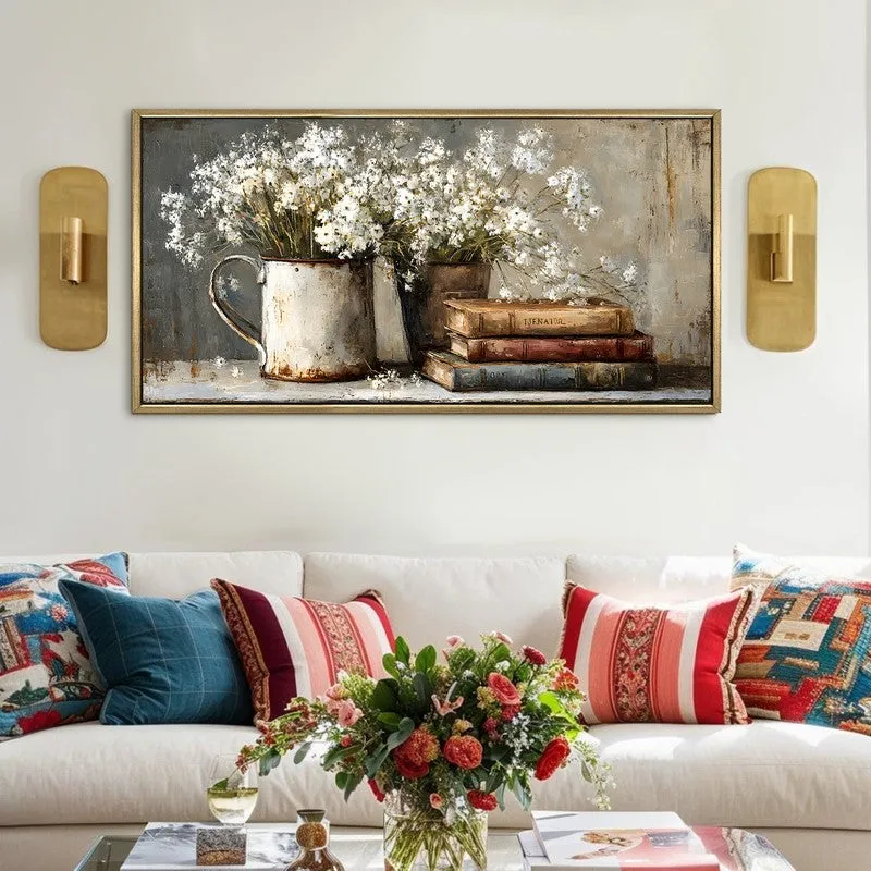 Porcelain Petals Canvas Wall Painting With Frame media 1
