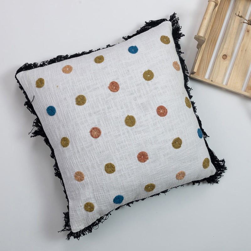 Dotted Fringe Embroidered Cushion Cover media 5